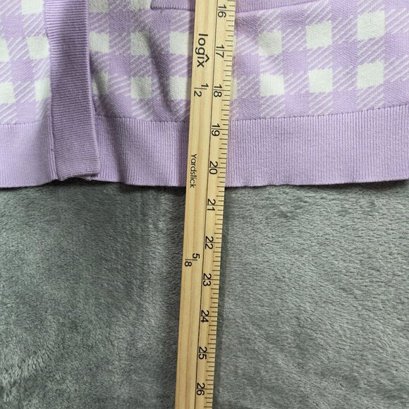 Maje Mystyle Cardigan Size 4 XL Purple White Gingham Check Preppy Sweater - Picture 14 of 14